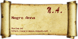 Negro Anna névjegykártya